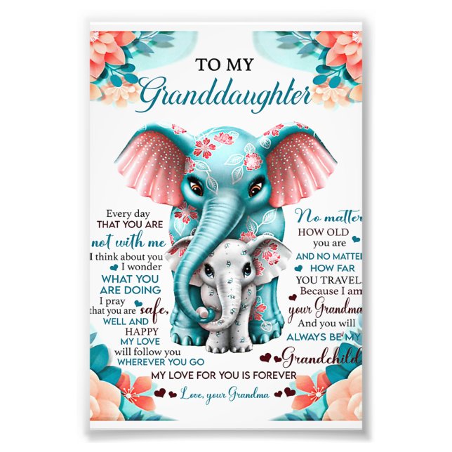 Impression Photo À Mon Cadeau Fille Éléphant, Fille Anniversaire (Devant)