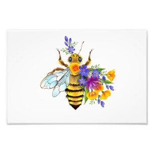 Impression Photo Abeille à fleurs avec plantes sauvages