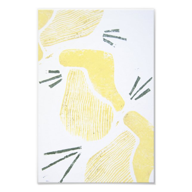 Impression photo Abstraite en bloc de linocut jaun (Devant)