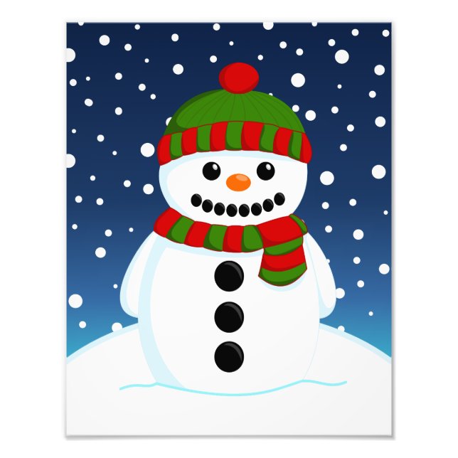 Impression Photo Adorable bonhomme de neige de Noël (Devant)