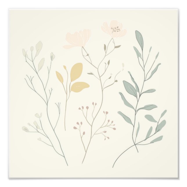 Impression Photo Affiche botanique douce – Floral pastel minimal (Devant)