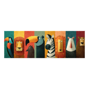 Impression Photo Affiche d'animaux de safari fantaisistes