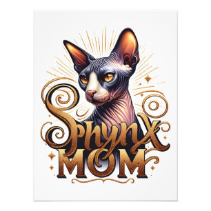 Impression Photo Affiche d'art de maman de chat Sphynx pour la fête