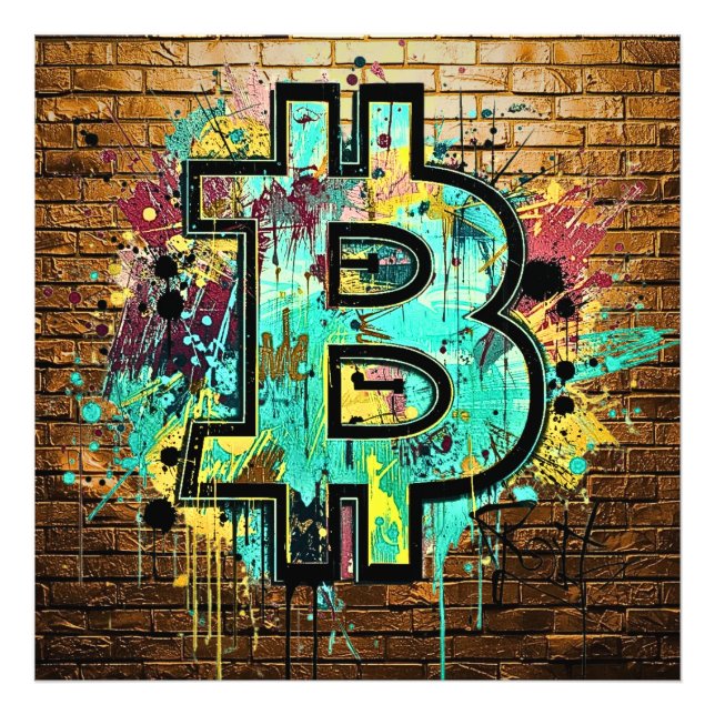 Impression Photo Affiche d'art de rue Bitcoin – Conception de graff (Devant)