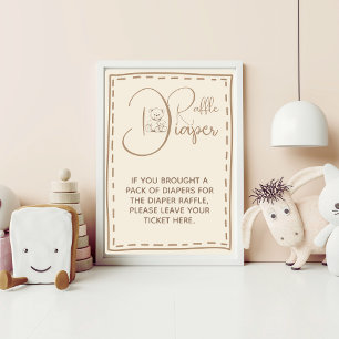 Impression Photo Affiche de Baby Shower Ourson Mignon Rustique avec