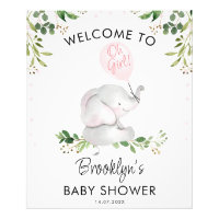 Affiche de bienvenue Baby shower de l'éléphant de 