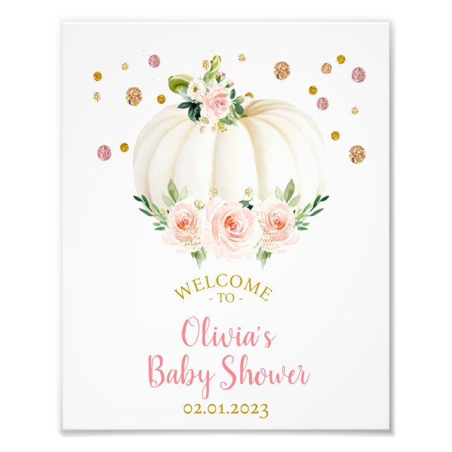Impression Photo Affiche de bienvenue citrouille Baby shower (Devant)