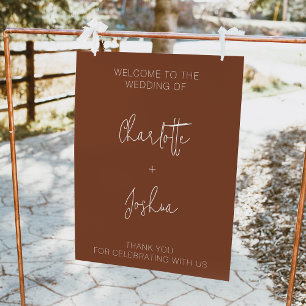 Impression Photo Affiche de bienvenue Mariage minimaliste en terre