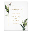 Affiche de bienvenue Mariage Tropical Foliage Gold