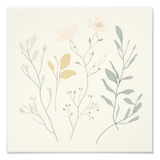 Impression Photo Affiche de botanique douce – Florale pastel minima