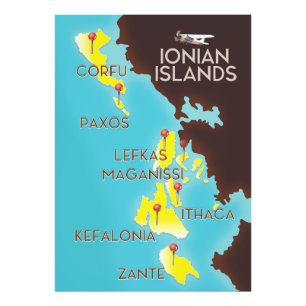 Impression Photo Affiche de carte des îles Ioniennes.