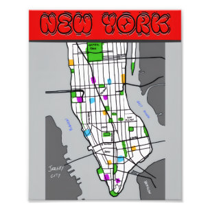 Impression Photo Affiche de carte minimaliste de New York Noir et B