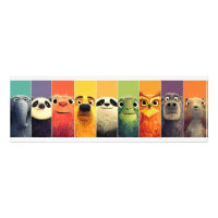 Affiche de couleur de la lignée d'animaux fantaisi