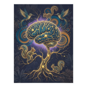 Impression Photo Affiche de l'arbre cérébral neurodivergent – Art d