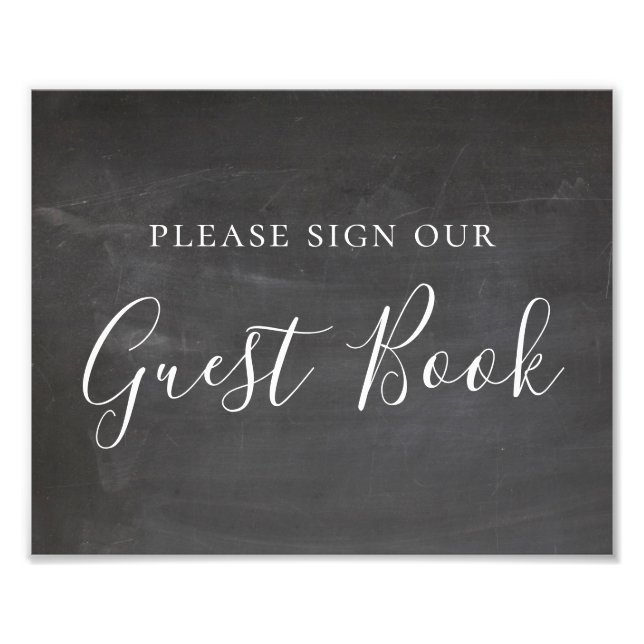 Impression Photo Affiche de mariage sur tableau noir. Veuillez sign (Devant)