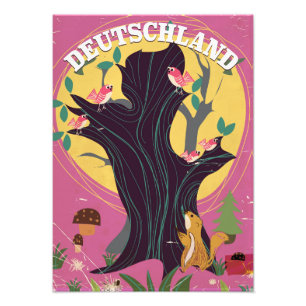 Impression Photo Affiche de paysage de dessin animé vintage Deutsch