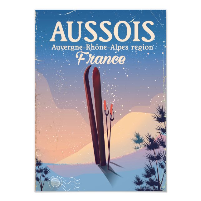 Impression Photo Affiche de ski Aussois Auvergne-Rhône-Alpes France (Devant)
