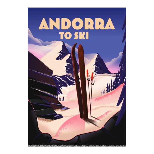 Impression Photo affiche de ski d'Andorre. (Devant)