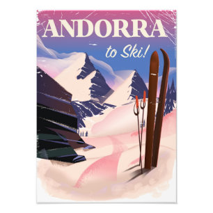 Impression Photo Affiche de ski vintage d'Andorre