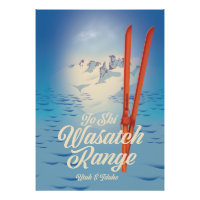 Affiche de ski Wasatch Range Utah & Idaho