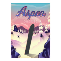 Affiche de snowboard Aspen Colorado