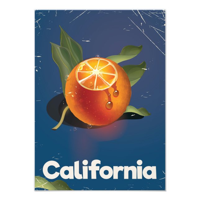 Impression Photo Affiche de vacances de style rétro Orange Californ (Devant)
