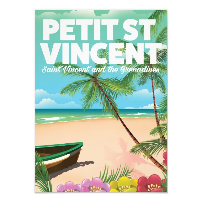 Impression Photo Affiche de vacances Petit Saint Vincent. (Devant)