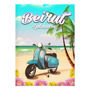 Impression Photo Affiche de voyage à Beyrouth au Liban en scooter