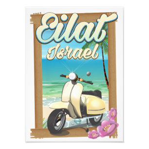 Impression Photo Affiche de voyage à Eilat Beach Israël scooter