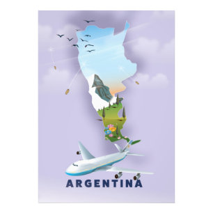 Impression Photo Affiche de voyage carte d'Argentine