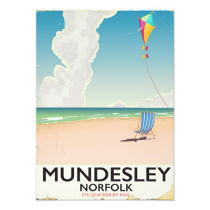 Impression Photo Affiche de voyage de la plage de Mundesley Norfolk