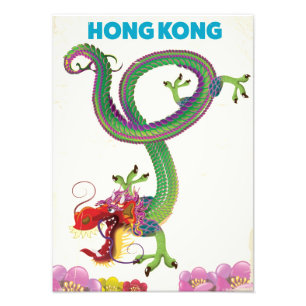 Impression Photo Affiche de voyage de style Vintage à Hong Kong