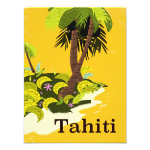 Impression Photo Affiche de voyage Tahiti Retro