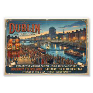 Impression Photo Affiche de voyage vintage Dublin Irlande