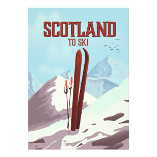 Impression Photo Affiche de voyage vintage Écosse pour skier