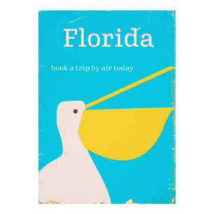 Impression Photo affiche de voyage vintage Florida Pelican