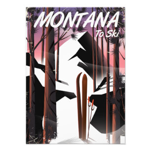 Impression Photo Affiche de voyage vintage Montana Ski