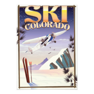 Impression Photo Affiche de voyage vintage Ski colorado