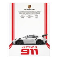 Affiche des caractéristiques de la Porsche 911 GT3