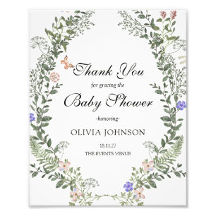 Impression Photo Affiche pour Baby Shower Douce Verte Bohème Mixte