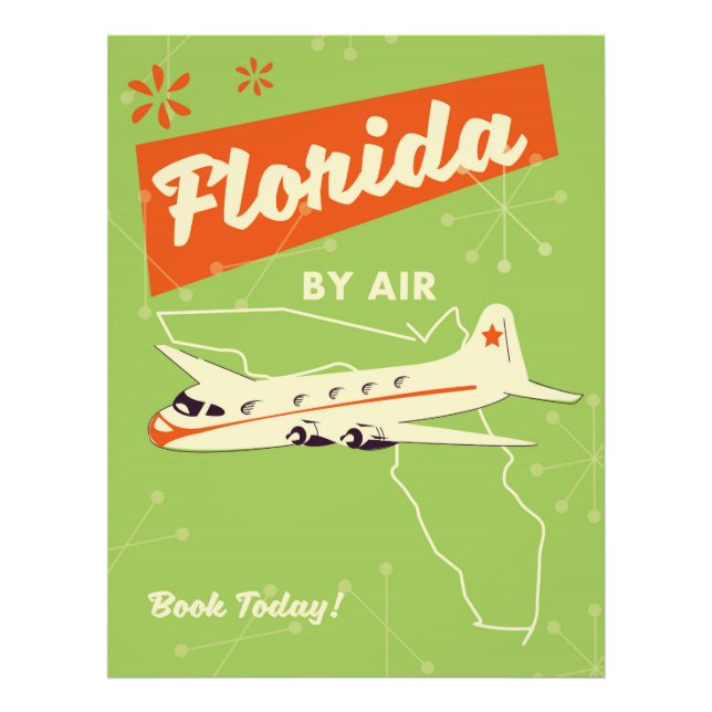 Impression Photo Affiche rétro de l'État de Floride. (Devant)