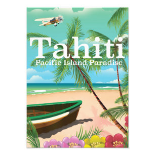 Impression Photo Affiche vintage de voyage de plage du Tahiti