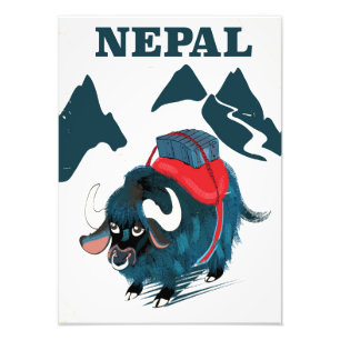 Impression Photo Affiche vintage de voyage de style de yaks du