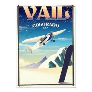 Impression Photo Affiche vintage de voyage de Vail le Colorado