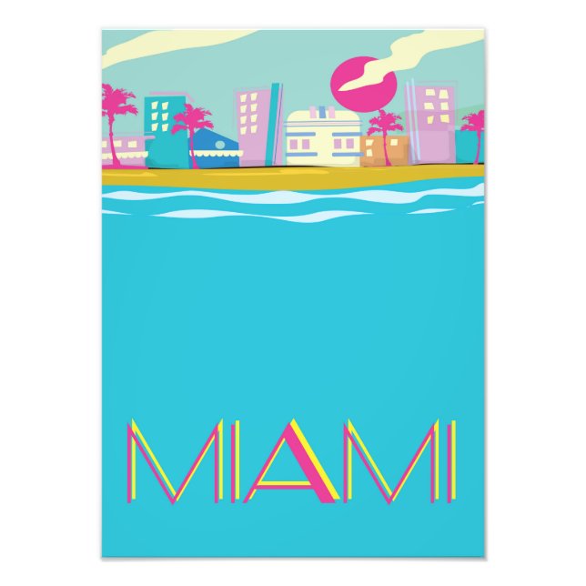 Impression Photo Affiche vintage des années 1980 Miami Travel (Devant)