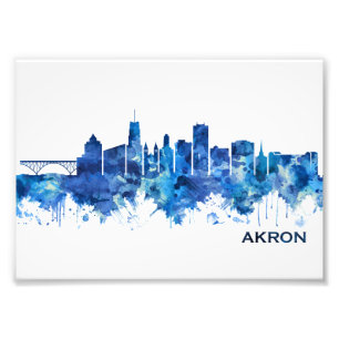 Impression Photo Akron Ohio Skyline Blue