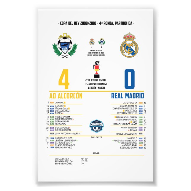 Impression Photo Alcorcón 4–0 Real Madrid – La Noche Más Histórica  (Devant)