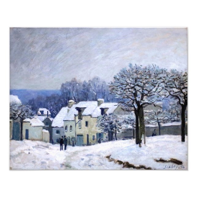 Impression Photo Alfred Sisley - Place Chenil à Marly, Effet Neige (Devant)