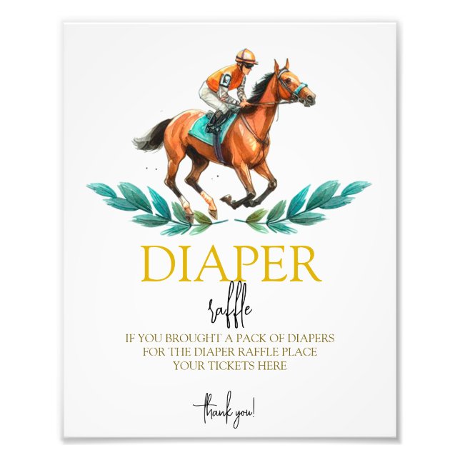 Impression Photo Aller Baby Go, Cheval Vert Course Diaper Raffle Si (Devant)