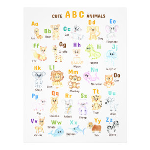 Impression Photo Alphabet Animal ABC Mets animaux